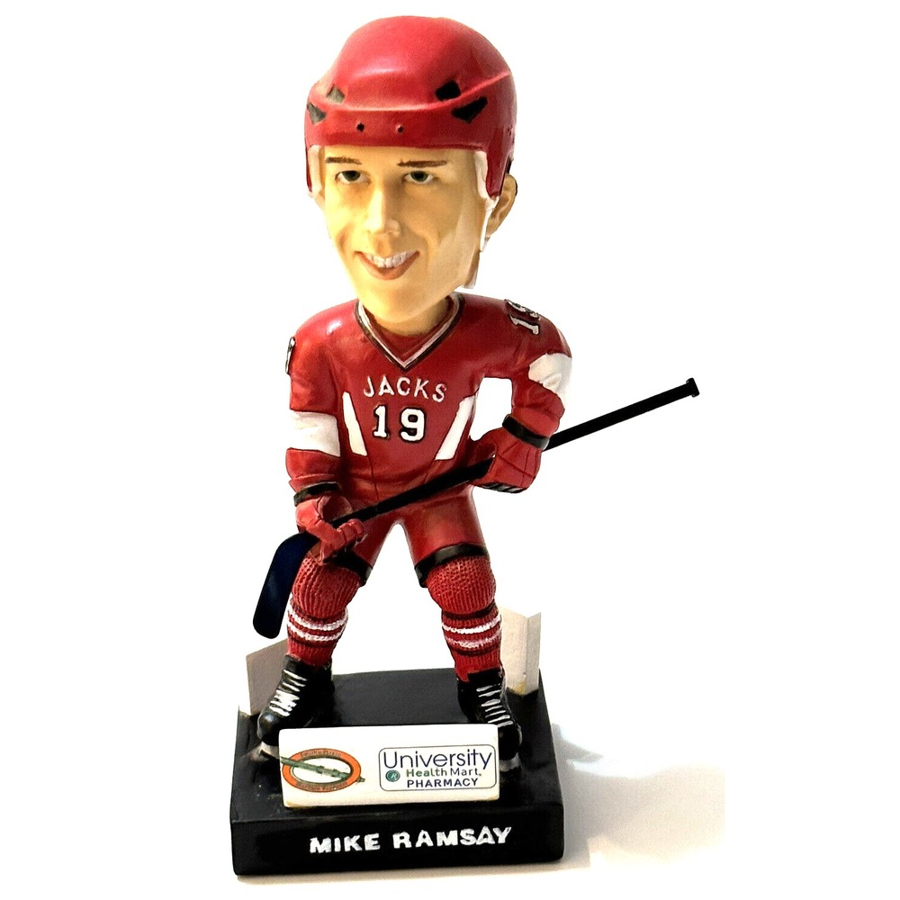 Red Uniform Hockey Player Bobblehead Jacks #19 Mike Ramsay